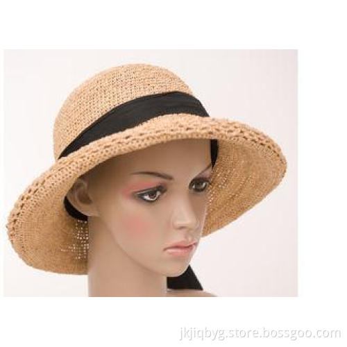Beige Natural Crochet Raffia Sun Hats / Woman Floppy Sun Ha